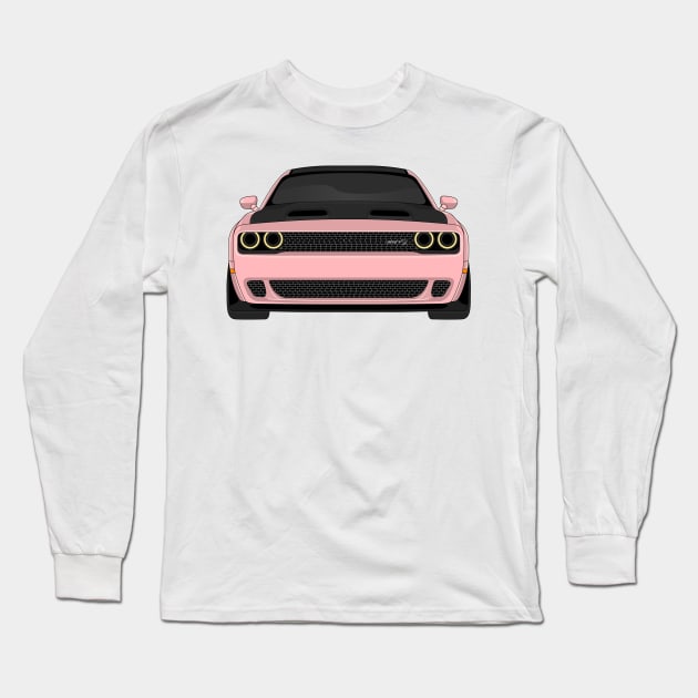 DODGE HELLCAT FRONT PINK Long Sleeve T-Shirt by VENZ0LIC